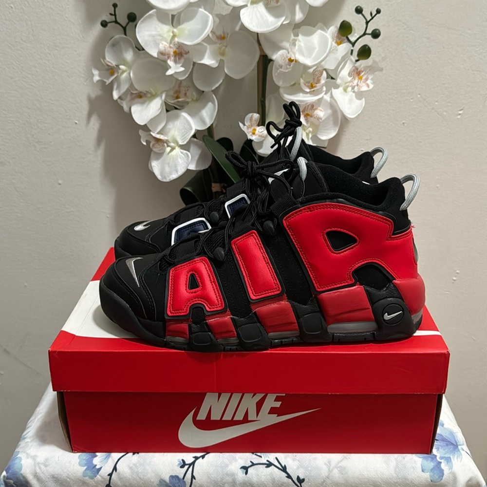 Red blue and black Nike air more uptempo ‘96